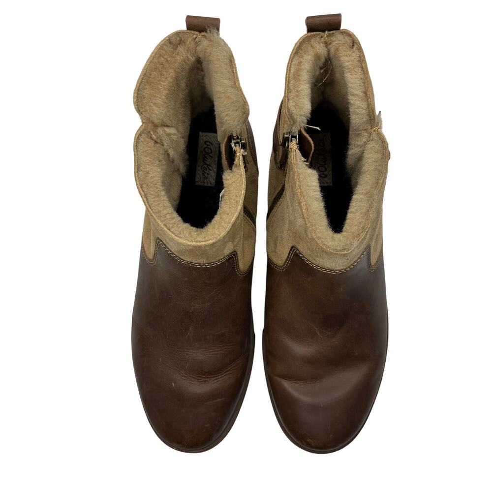 OluKai Pehuea Hulu Women’s Shearling Lined Leather Ankle Boots Brown Size 11 - Picture 10 of 13